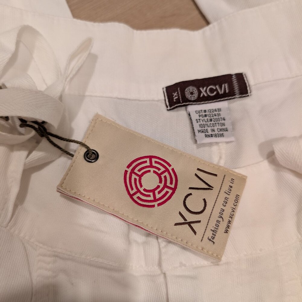 XL XCVI NWT Pants Women White Cotton Wide Leg Boho Coastal Beach Festival Tiered - Picture 4 of 8